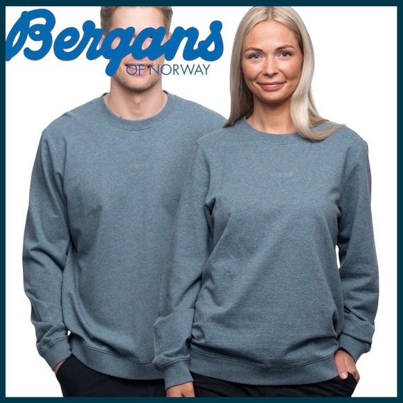 bergans of norway Tops - Bergans of Norway Blue/Grey Unisex Organic Cotton Olso Urban Sweatshirt (M)